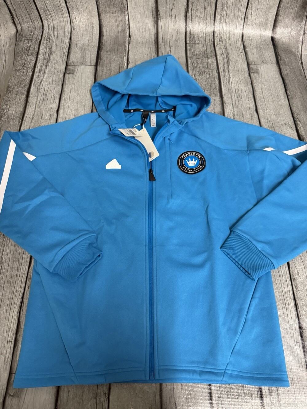 NWT Men's adidas Charlotte FC 2024 Anthem Travel Full Zip Jacket Large Blue